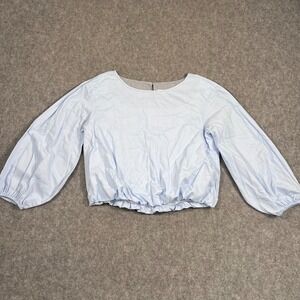 Anthropologie Maeve Blue Poplin Bubble Long‎ Sleeve Blouse Women's Size Small